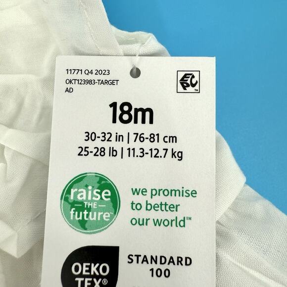 OshKosh B'gosh Baby Girl 2 Piece Off-White Cotton Eyelet Dress 18 Months Dainty - Picture 5 of 10